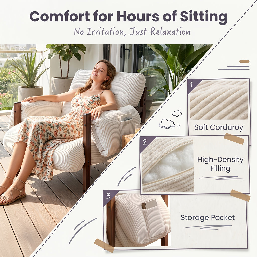 modern accent chair armrest storage pockets full body - Temu