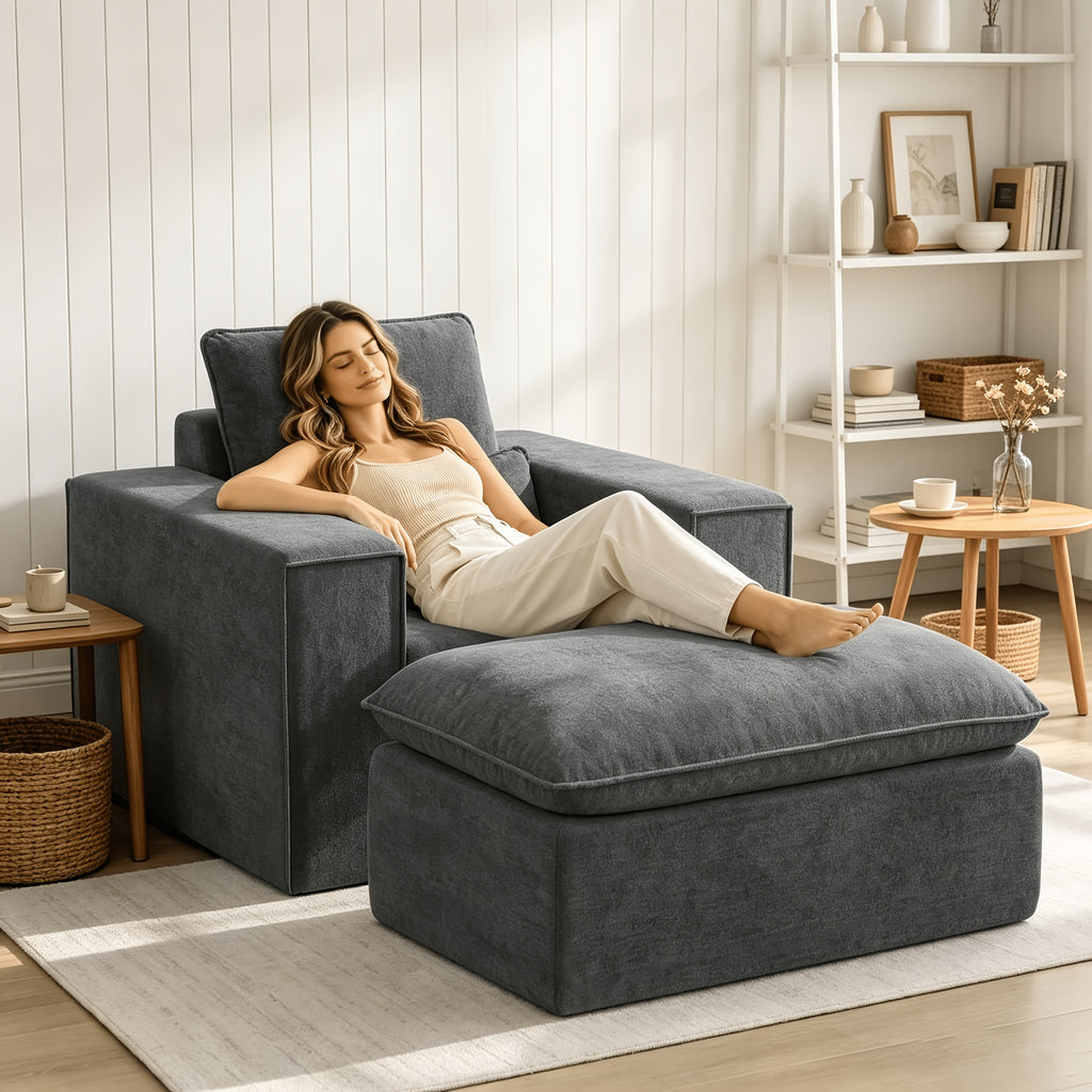 43 7 wide indoor boneless cloud chaise lounge chair   - Temu