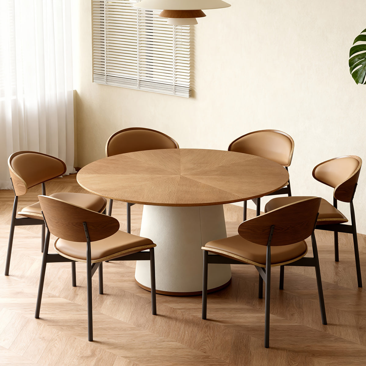 59 05 inch modern dining table round wooden top furniture - Temu