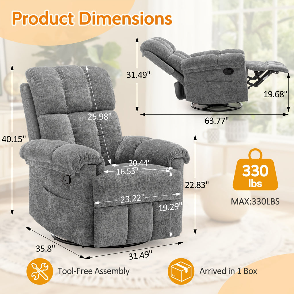 chenille manual swivel rocking chair comfortable fabric high - Temu