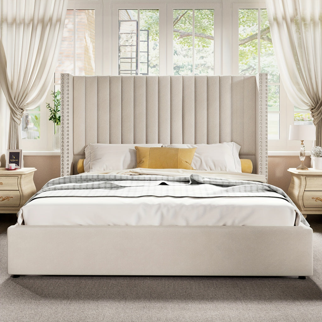 lift upholstered wingback platform bed frame - Temu