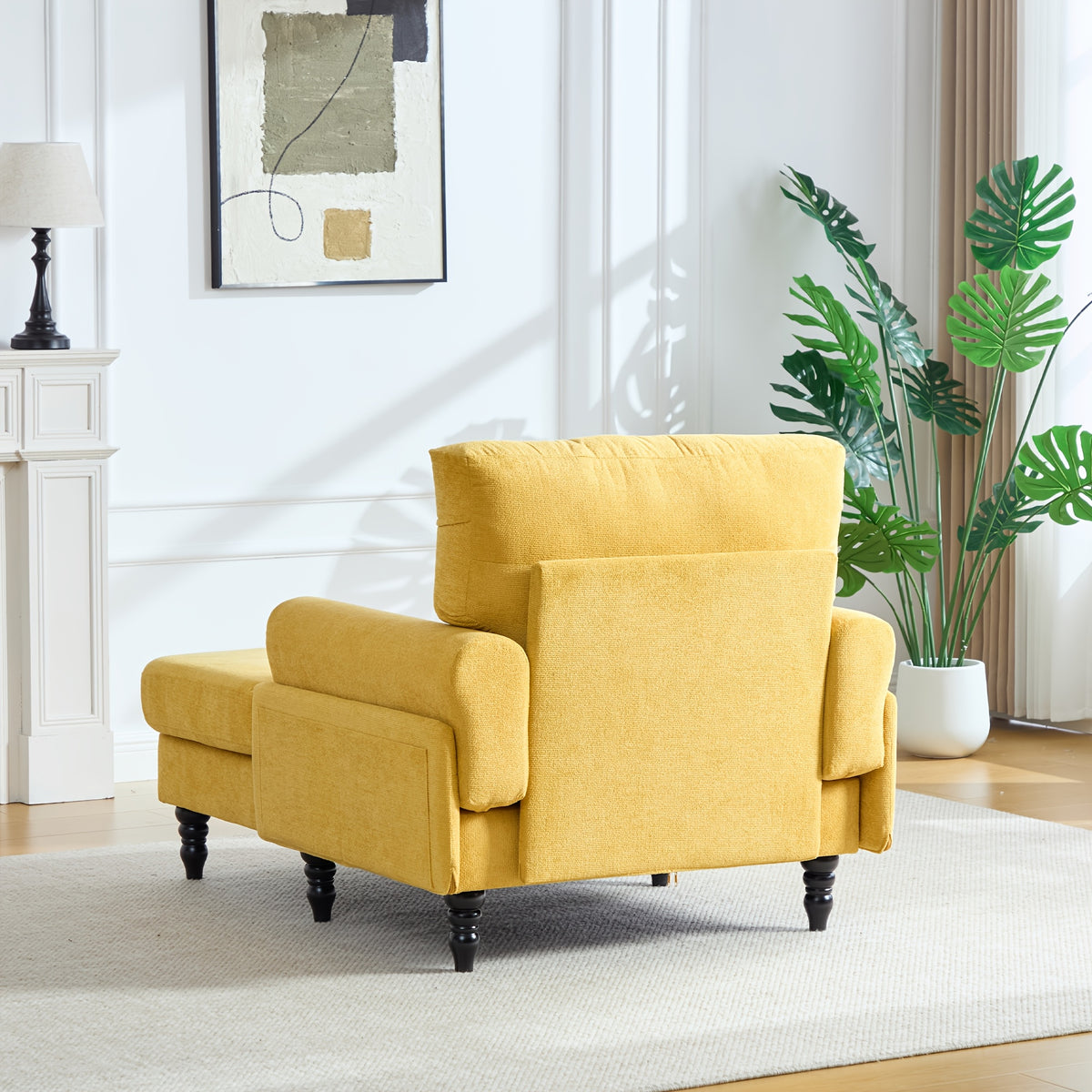 modern chenille chaise lounge comfortable backrest armrests - Temu