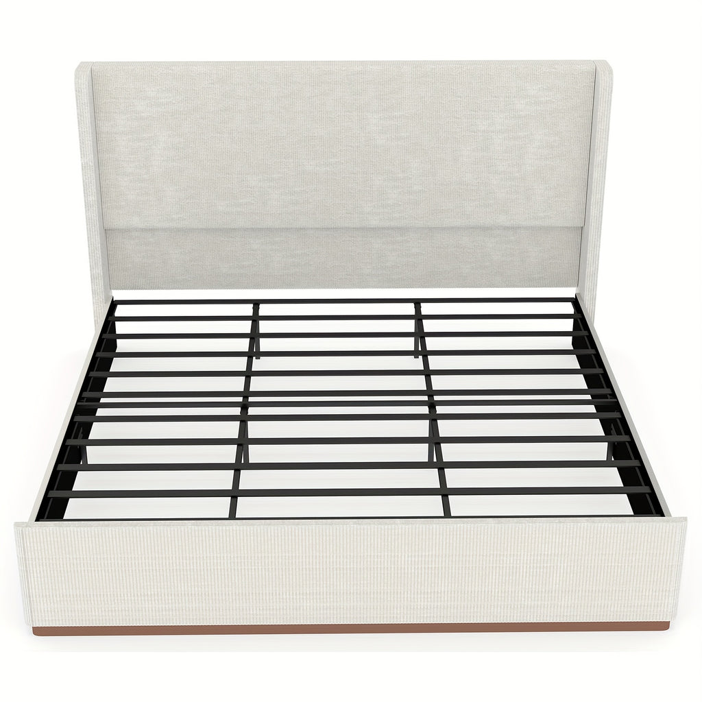 queen king size upholstered platform bed frame vertical - Temu
