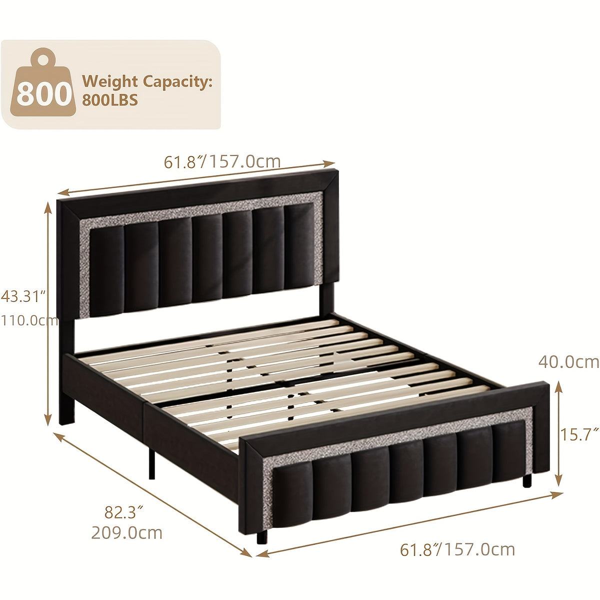 twin full queen size bed frame black velvet upholstered bed - Temu