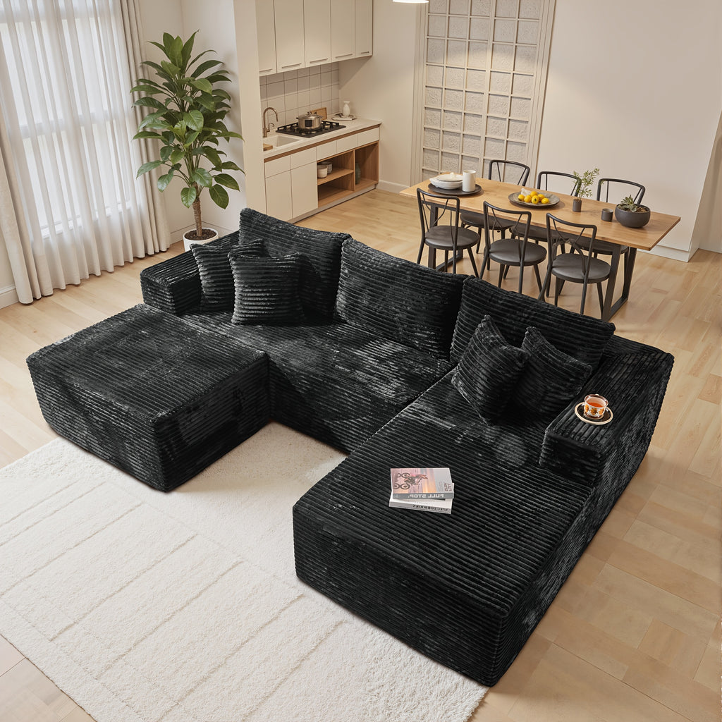 modern 108 inch convertible sectional sofa   4 pillows - Temu