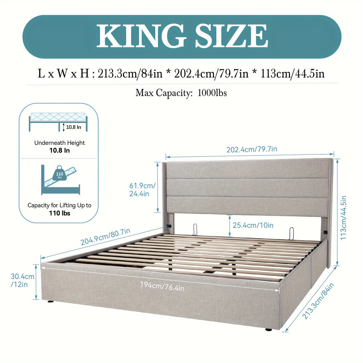 full queen king size lift storage upholstered - Temu