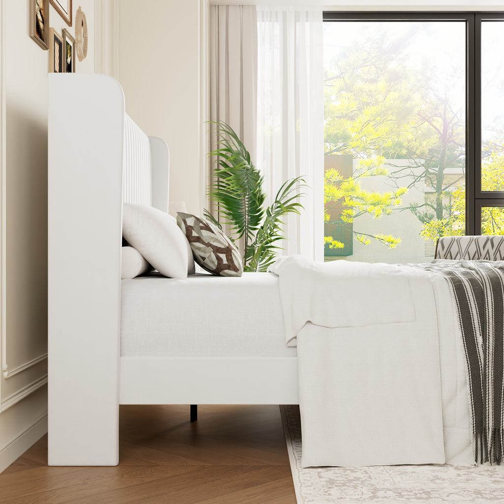 wingback velvet upholstered platform bed frame - Temu