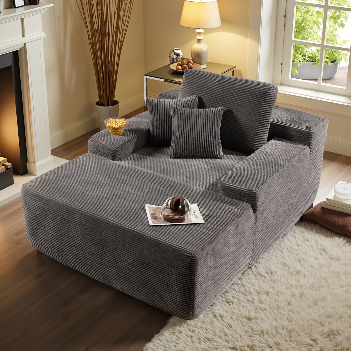 67 oversized boneless lounge chaise corduroy plush fabric - Temu