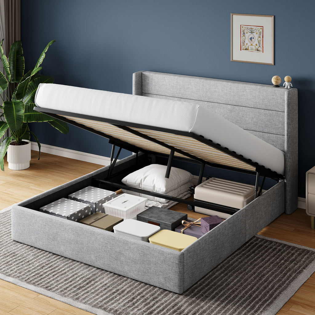 full queen king size lift storage upholstered - Temu