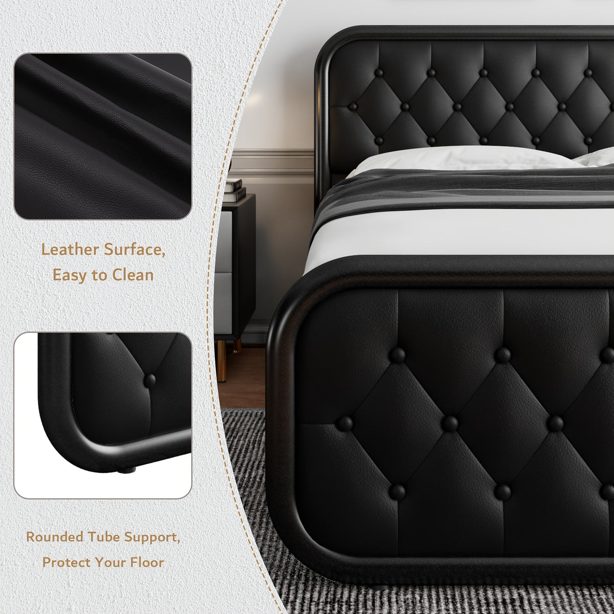 metal bed frame platform bed frame faux leather - Temu