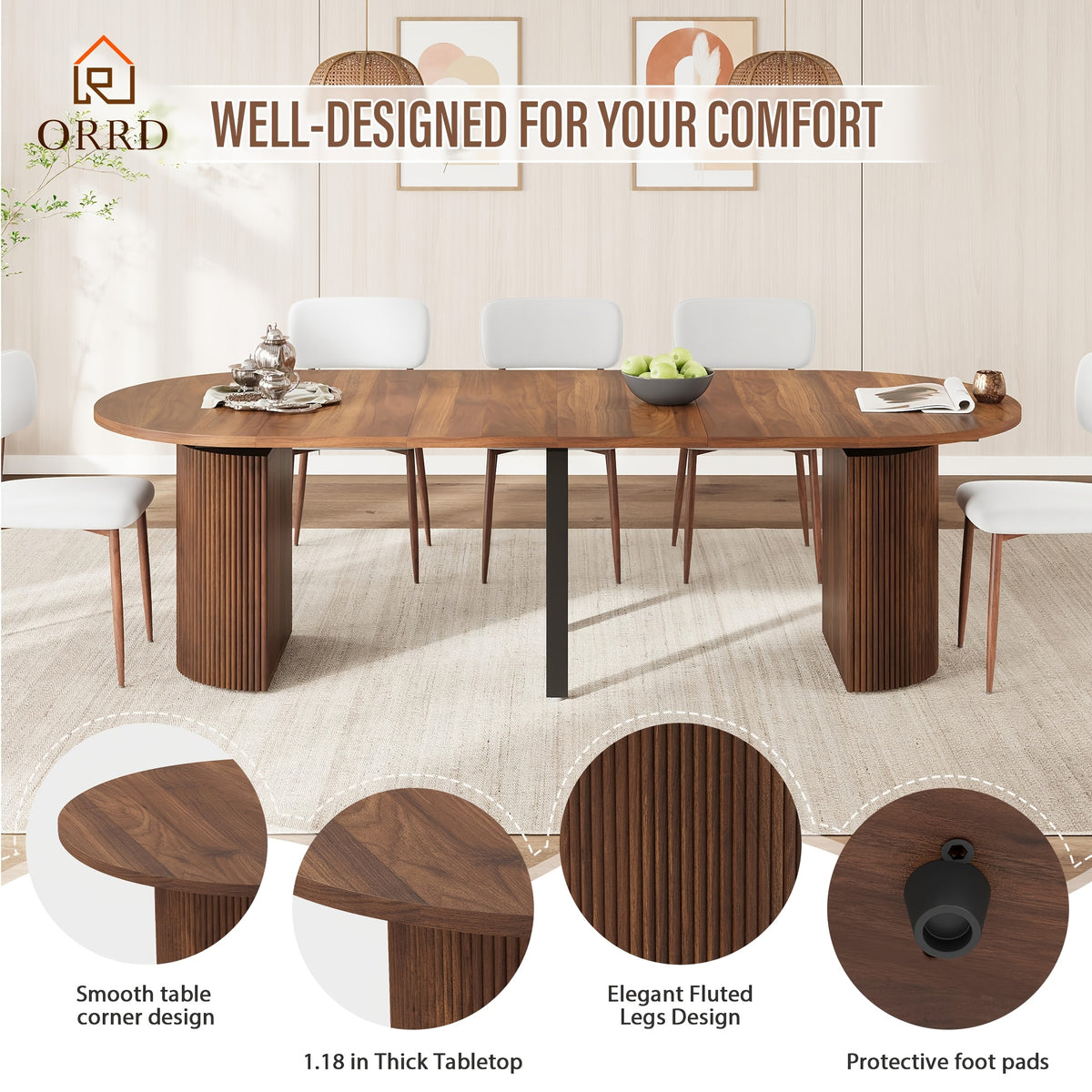 42 105 extendable dining table 4 12 expandable oval - Temu