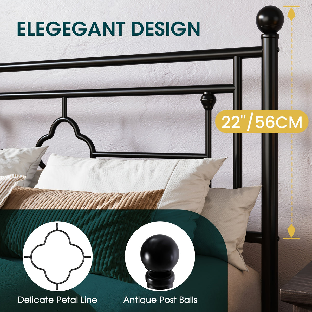 modern metal platform bed frame   art - Temu