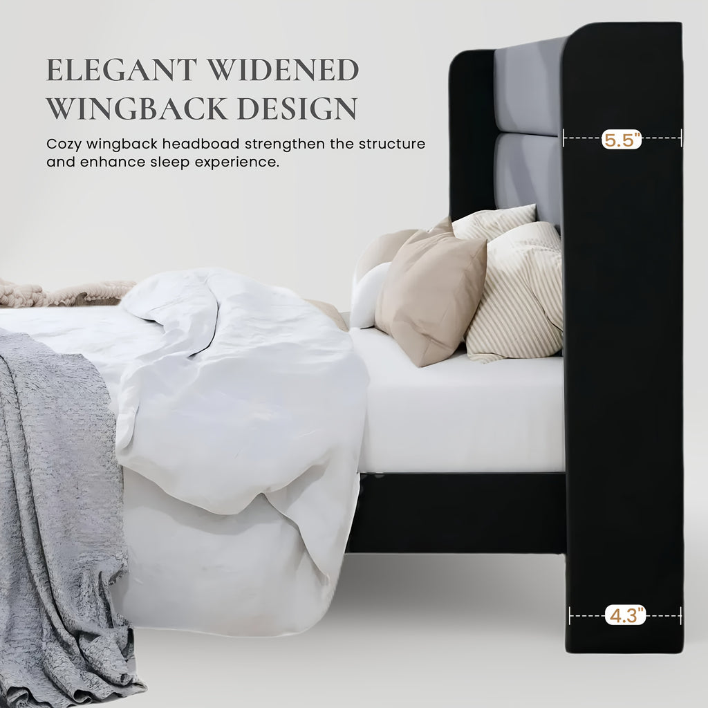 modern wingback platform bed frame velvet upholstered - Temu