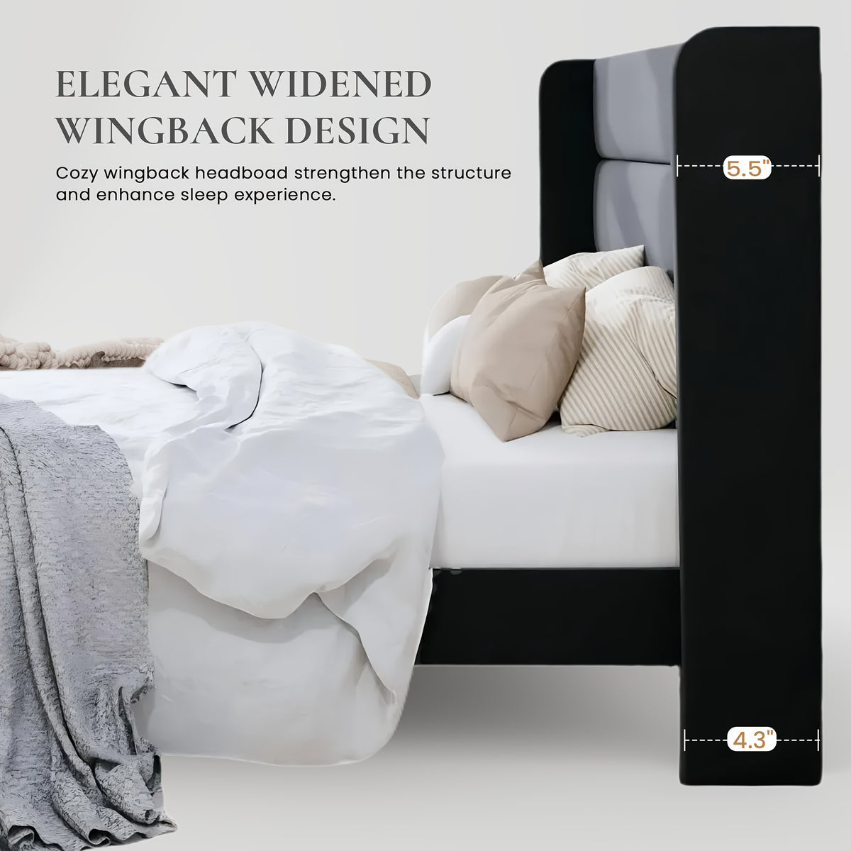 modern wingback platform bed frame velvet upholstered - Temu