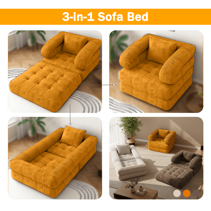3 in 1 foldable lounge sofa a single chair bed backrest - Temu