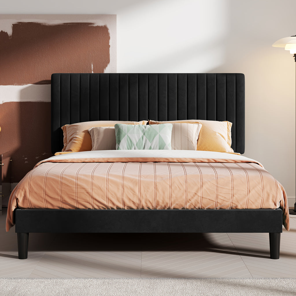 velvet upholstered bed frame adjustable headboard - Temu