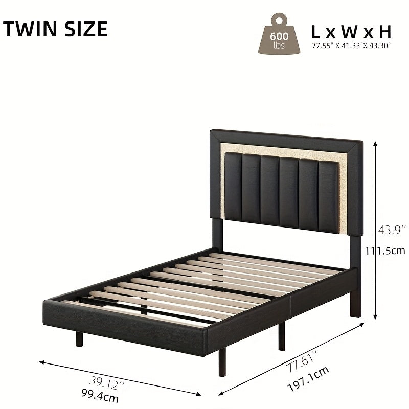 twin full queen smart led lights floating bed frame   - Temu