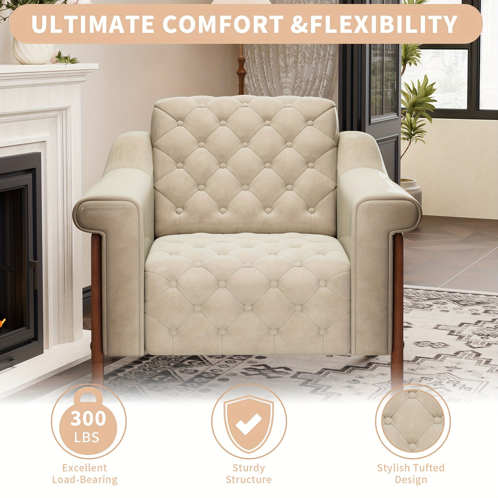 cozy accent chair faux leather modern living room chairs   - Temu