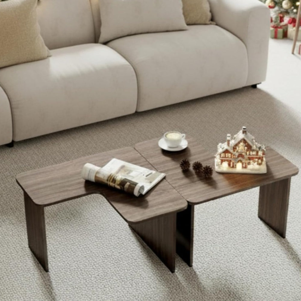 set 2 modern nesting coffee tables wooden l shaped square - Temu
