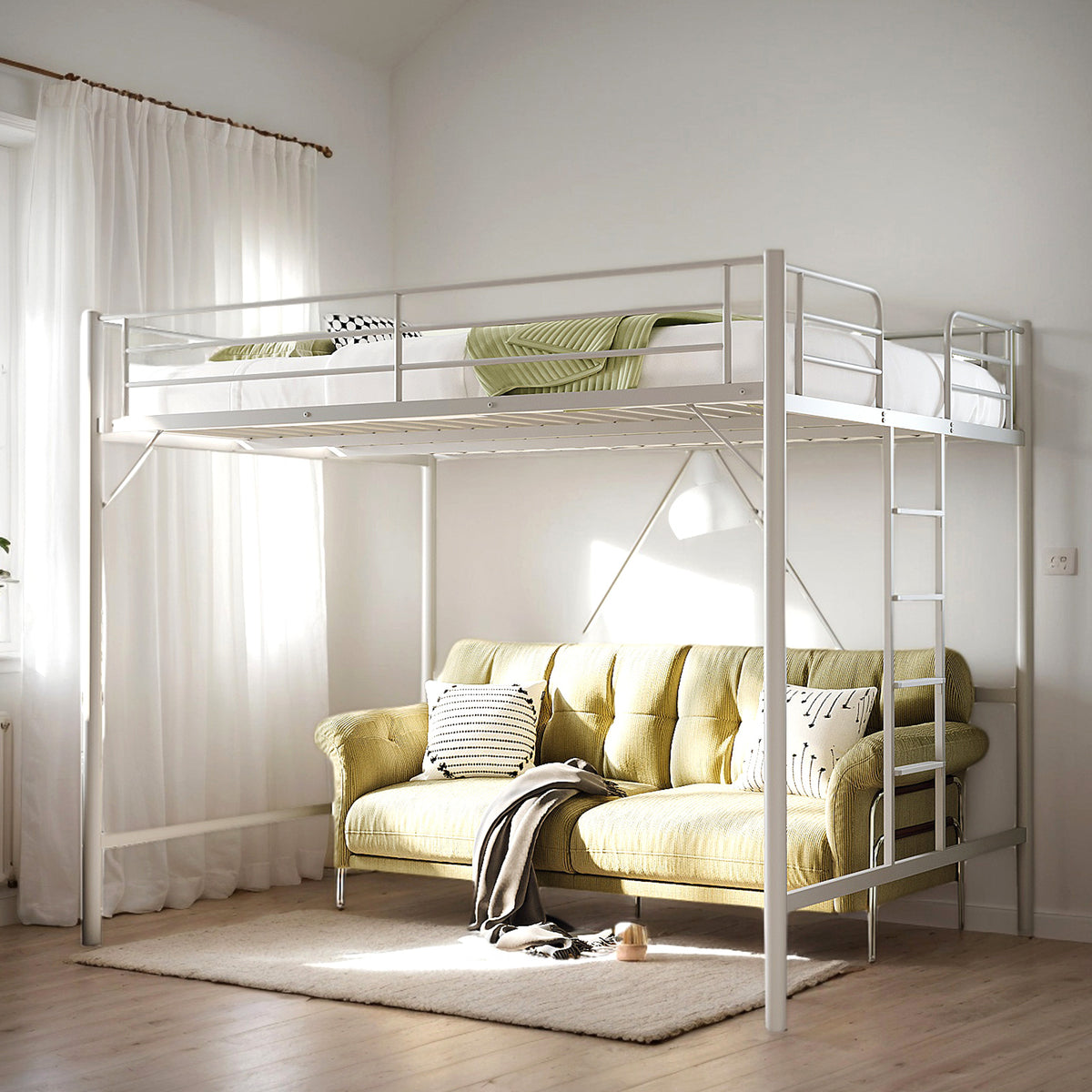 heavy duty loft bed   full size metal frame reinforced - Temu