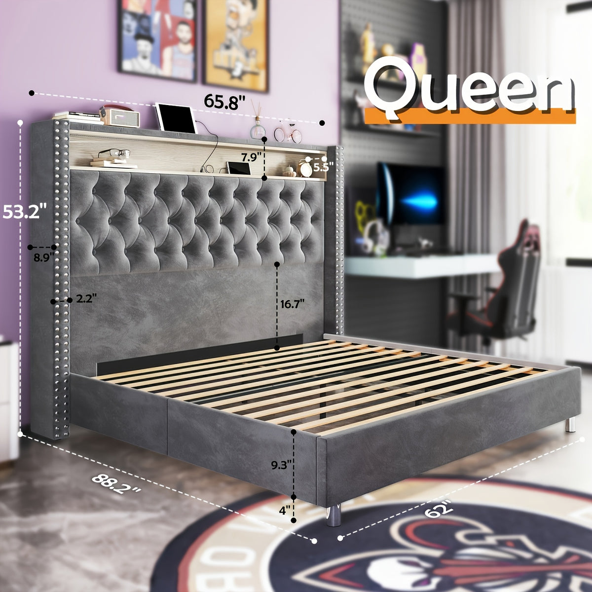 upholstered bed frame deep button tufted bed frame - Temu
