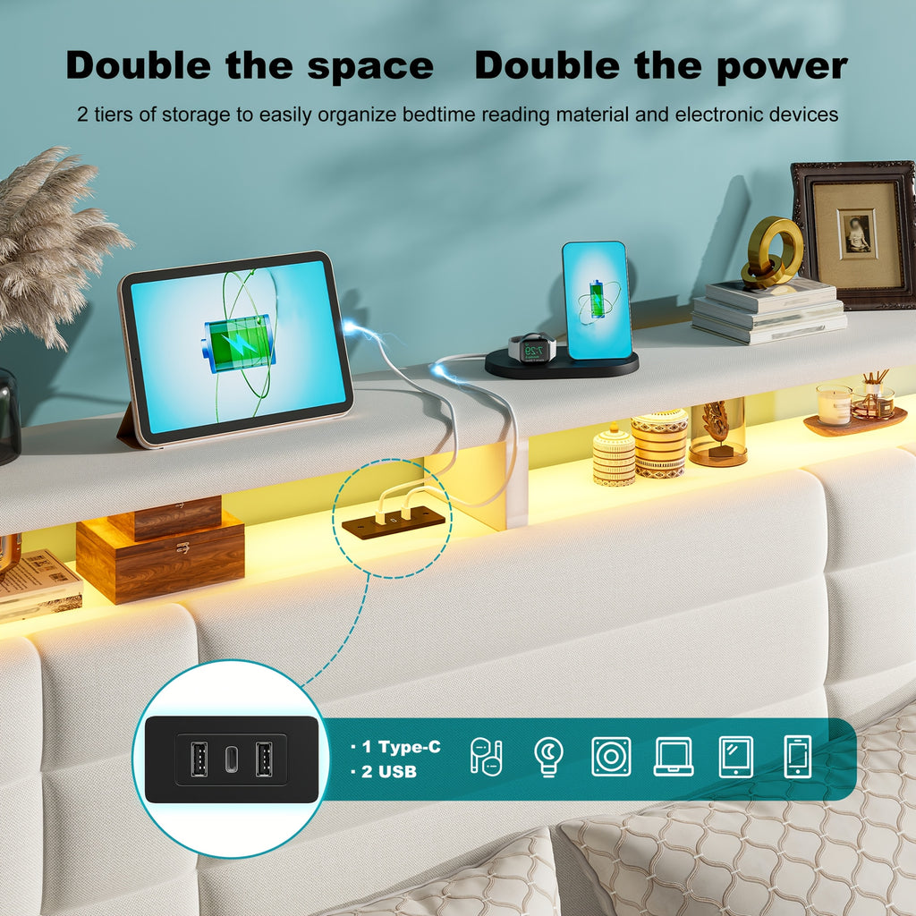 bed frame charging station led lights full bed frame 2 tier - Temu