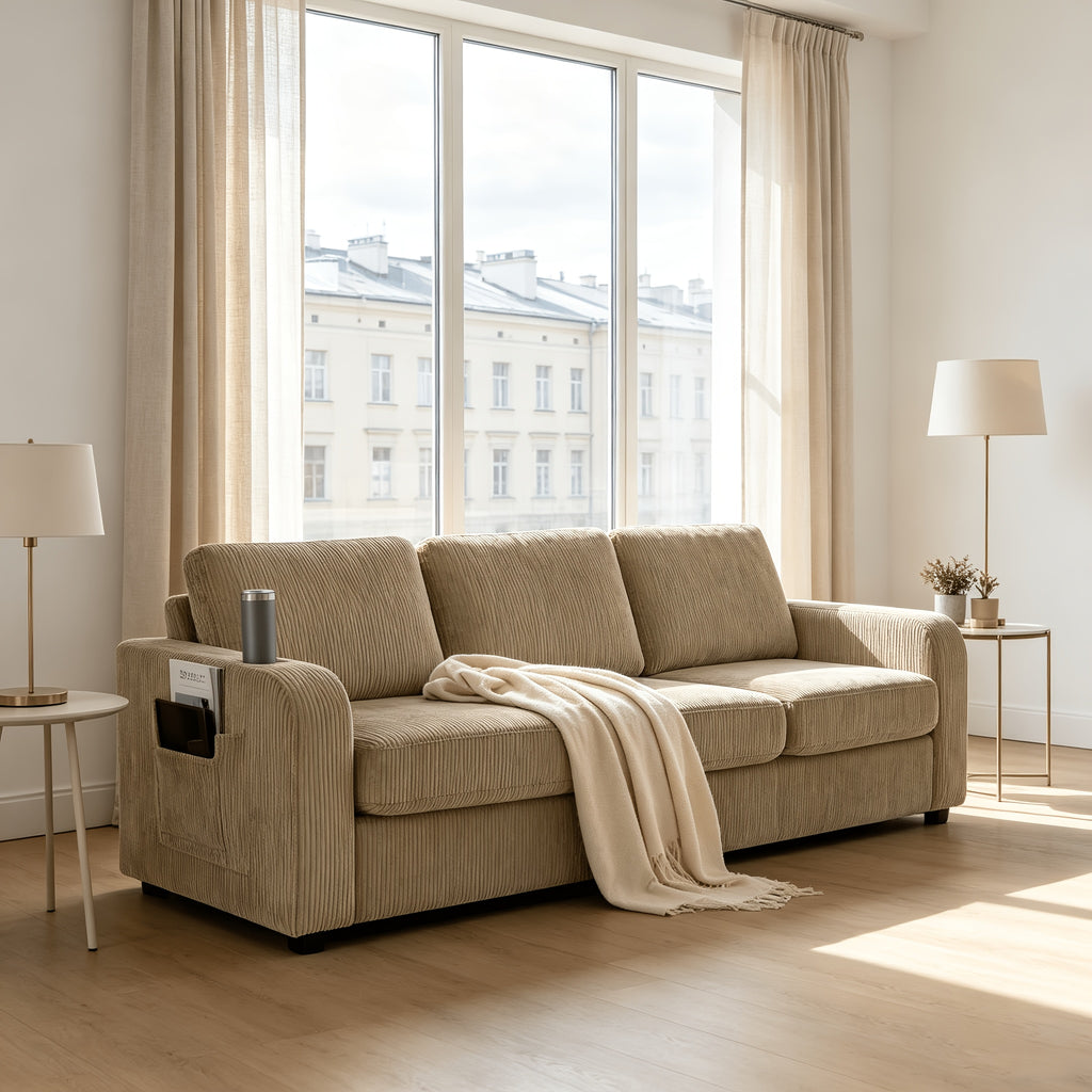87 4 oversized 3 seater corduroy couch modern upholstered - Temu
