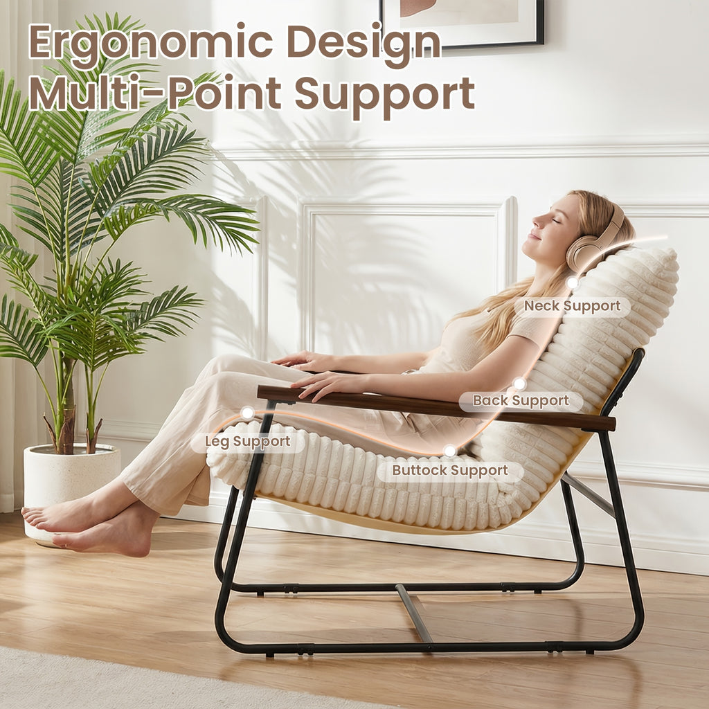 armchair wood armrests oversized corduroy lazy - Temu