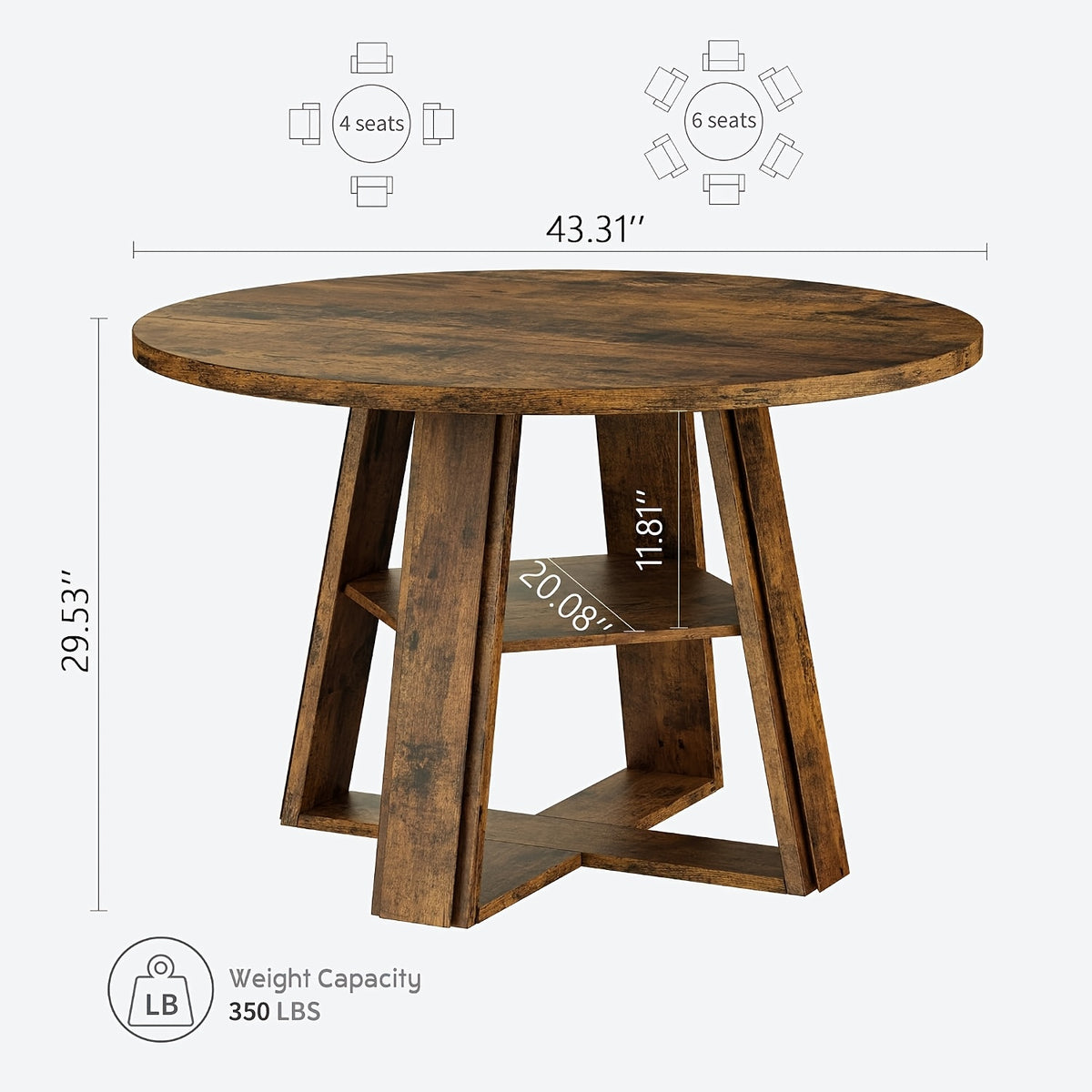 43 inch round dining table 2     - Temu