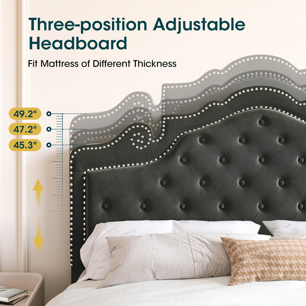 full queen king bed frame velvet adjustable tiara - Temu