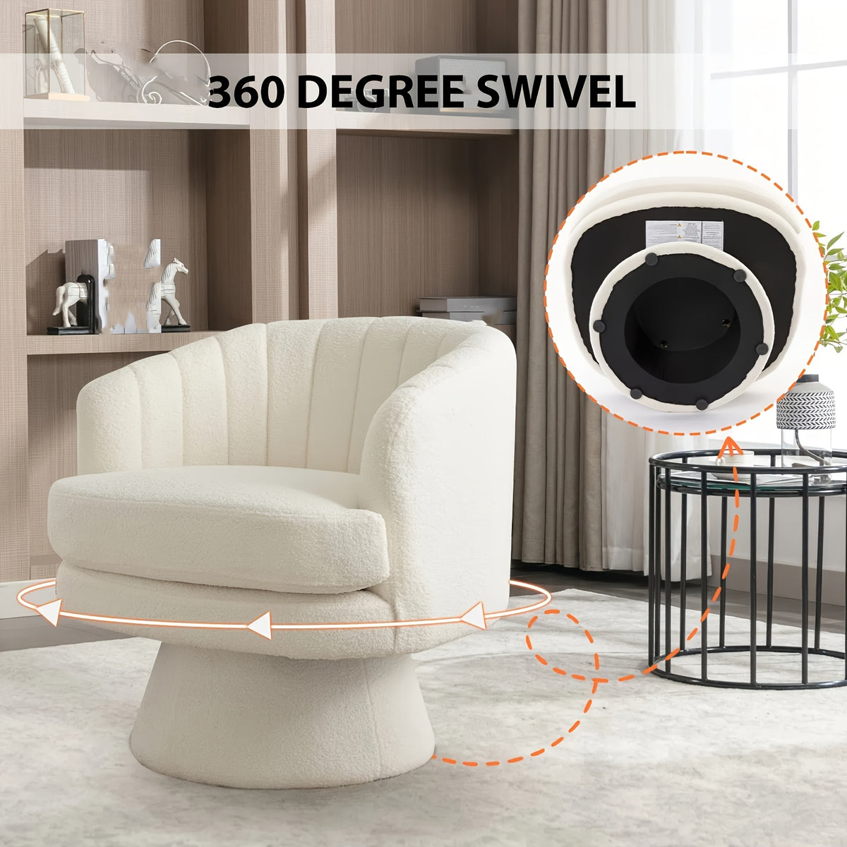 modern round back large single sofa chair 360 degree swivel - Temu
