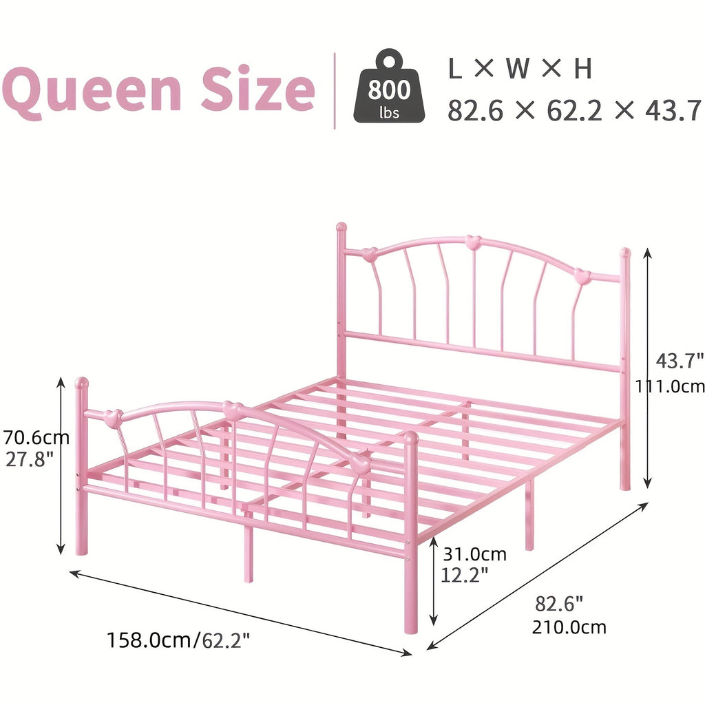 twin full queen size metal platform bed frame heart shaped - Temu