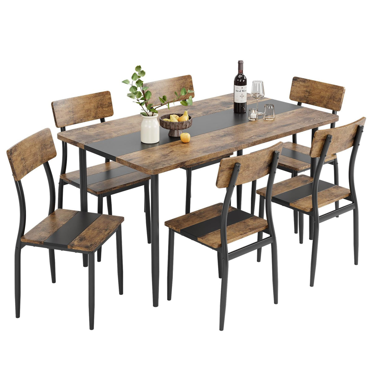 6pcs dining table set 6 seater mdf kitchen table 6 chairs - Temu