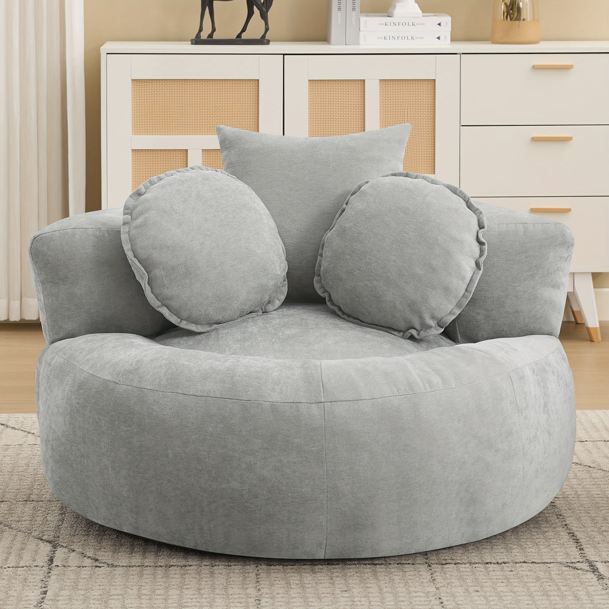 round oversized chair floor sofa chair chenille compressed - Temu