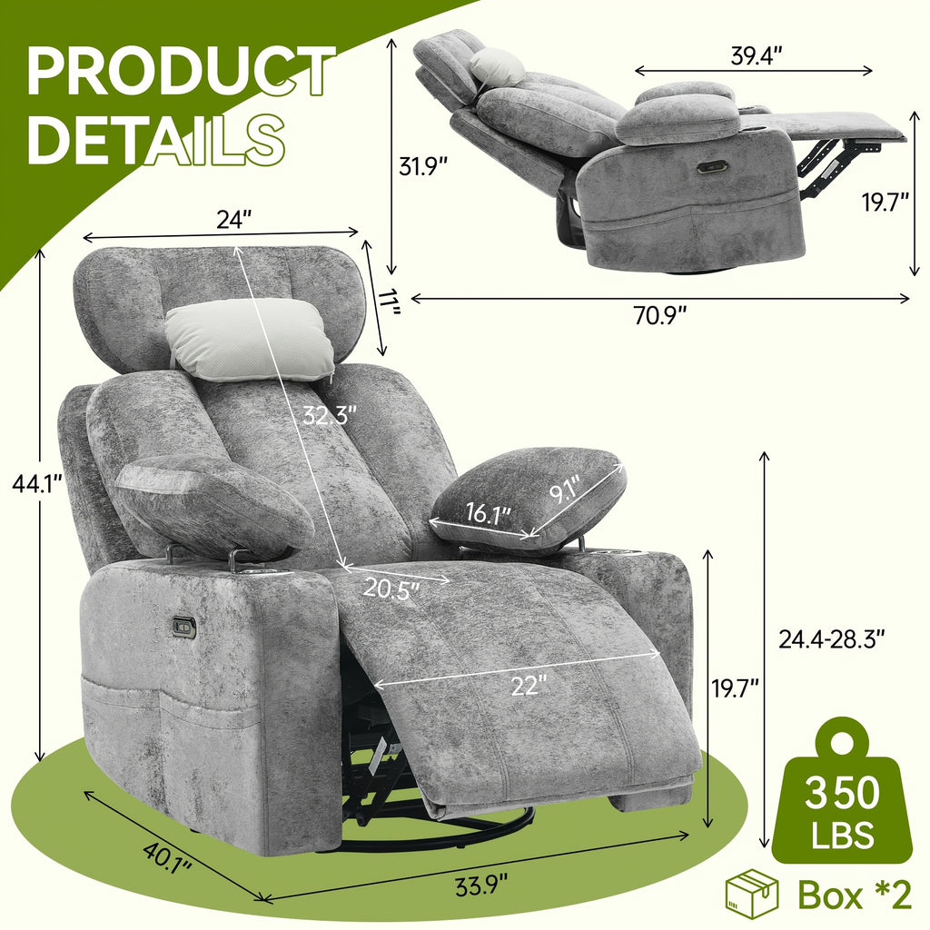 swivel rocking bedroom chair adjustable armrests headrest - Temu