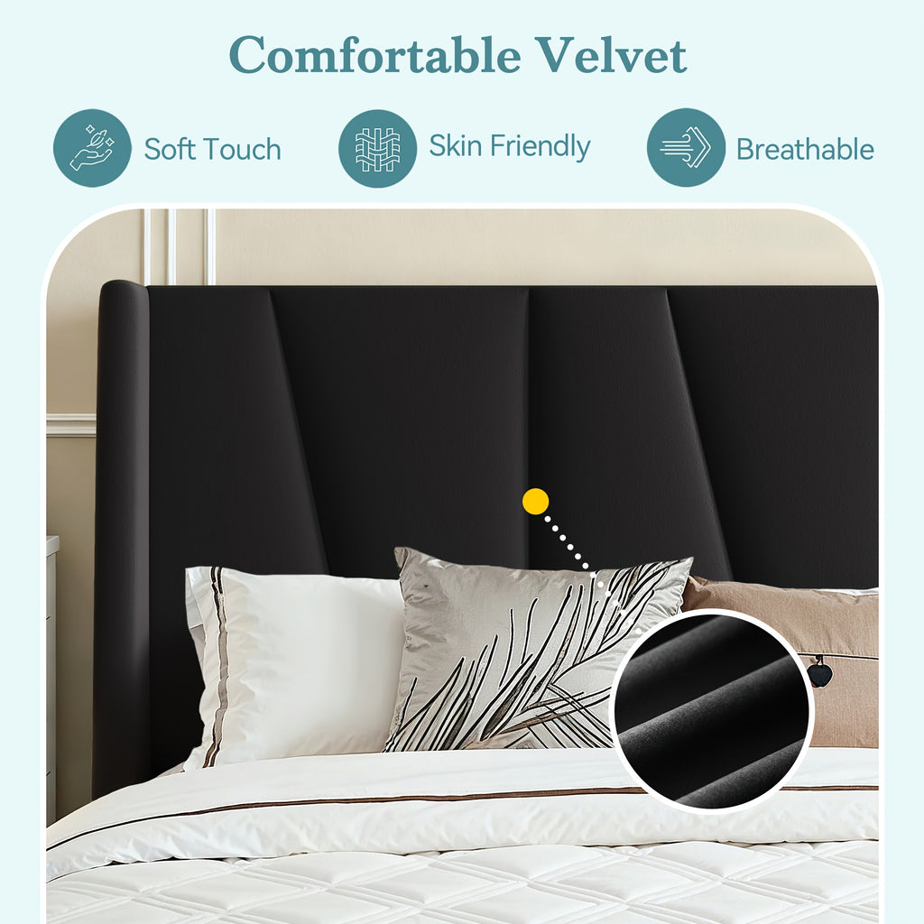 boho chic velvet bed frame geometric wingback - Temu