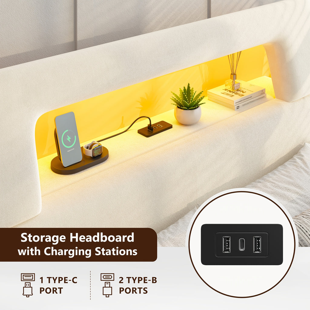 queen bed frame velvet material soft wrapped bed - Temu