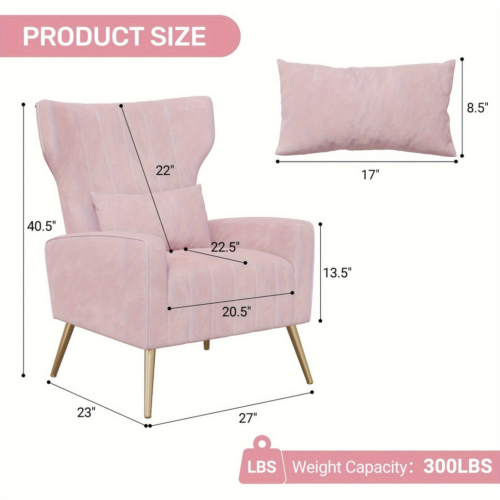 velvet accent chair wingback living room high back arm chair - Temu