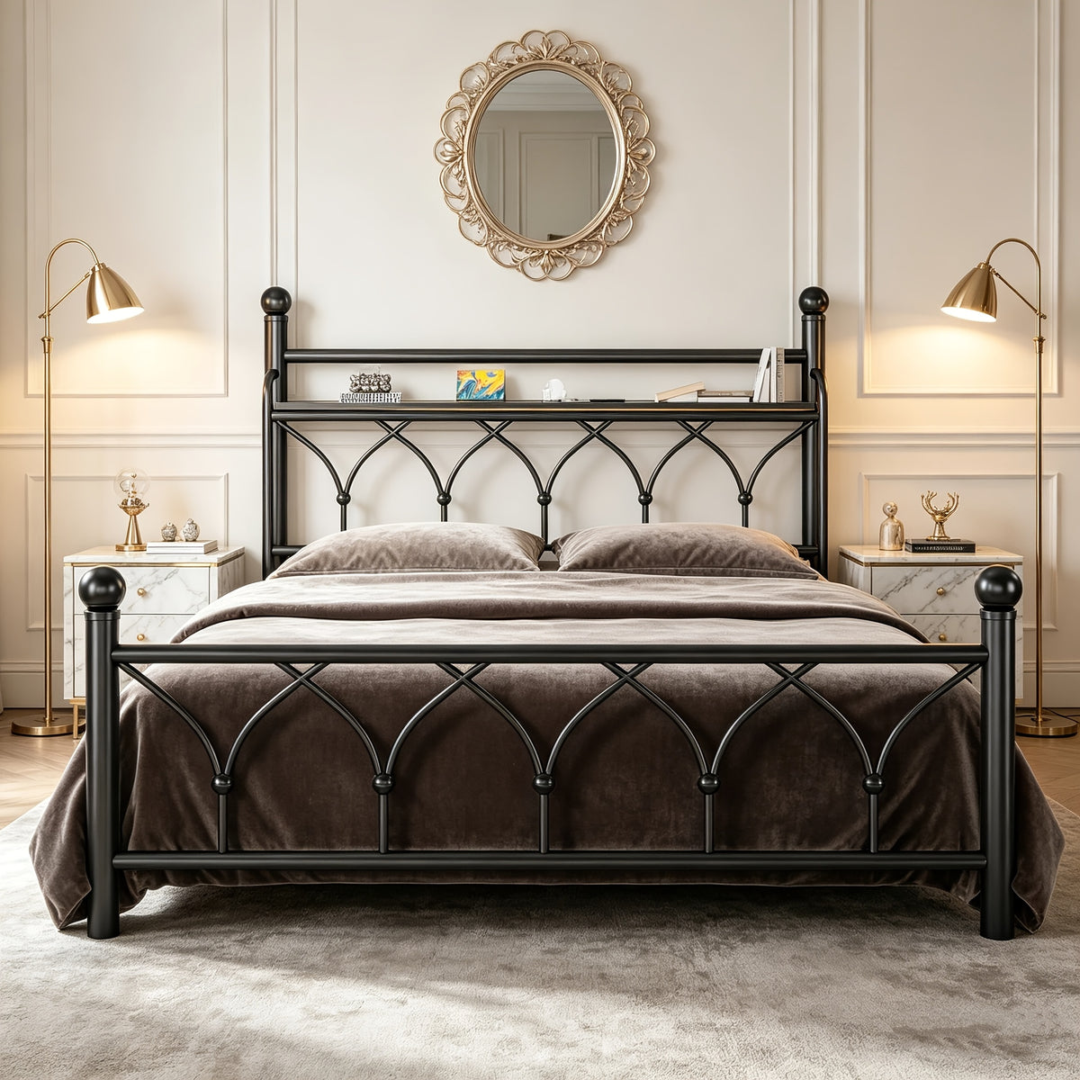 metal bed frame tall storage headboard   - Temu