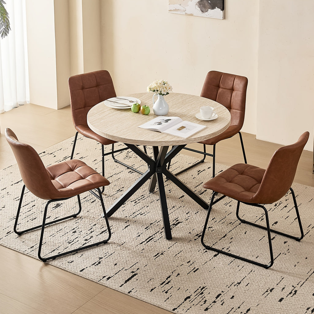 39 modern round 5pcs dining set natural wood grain - Temu