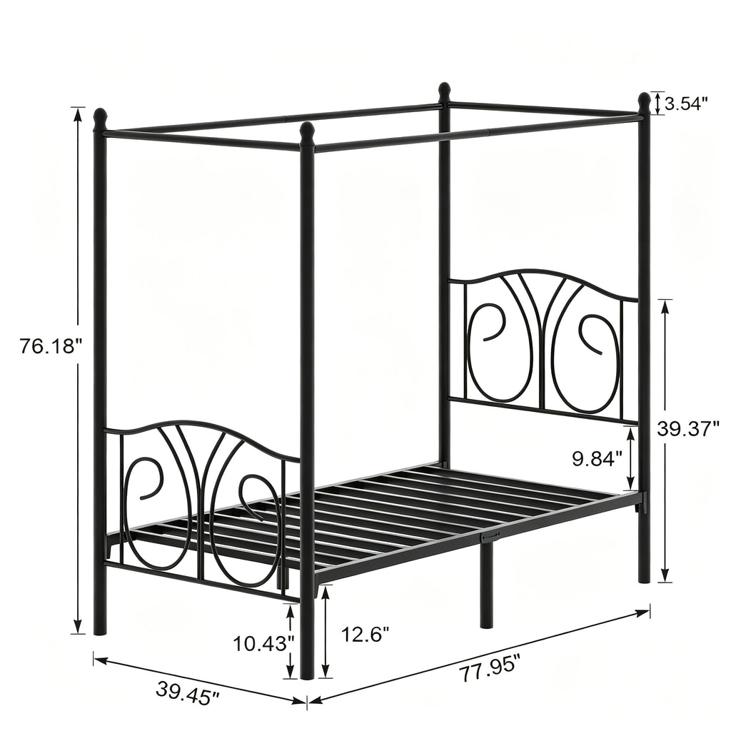 1 set   metal twin size canopy bed frame footboard - Temu