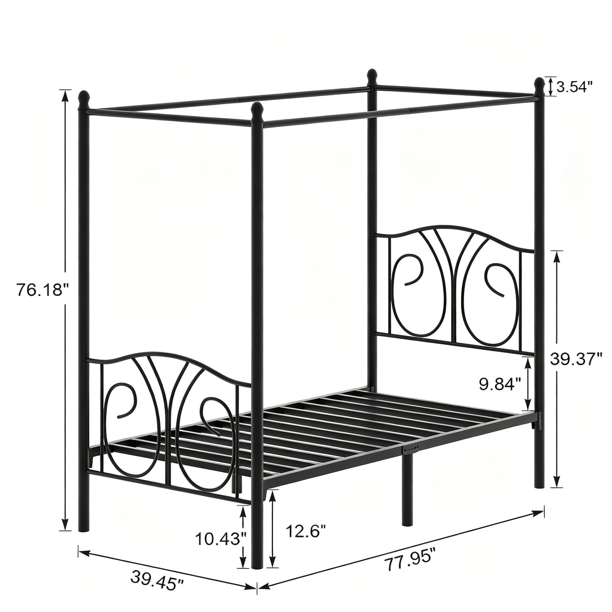 1 set   metal twin size canopy bed frame footboard - Temu