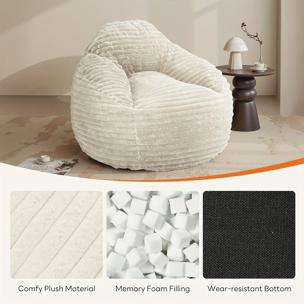 memory foam bean bag chair 39 inch backrest armrests comfy - Temu