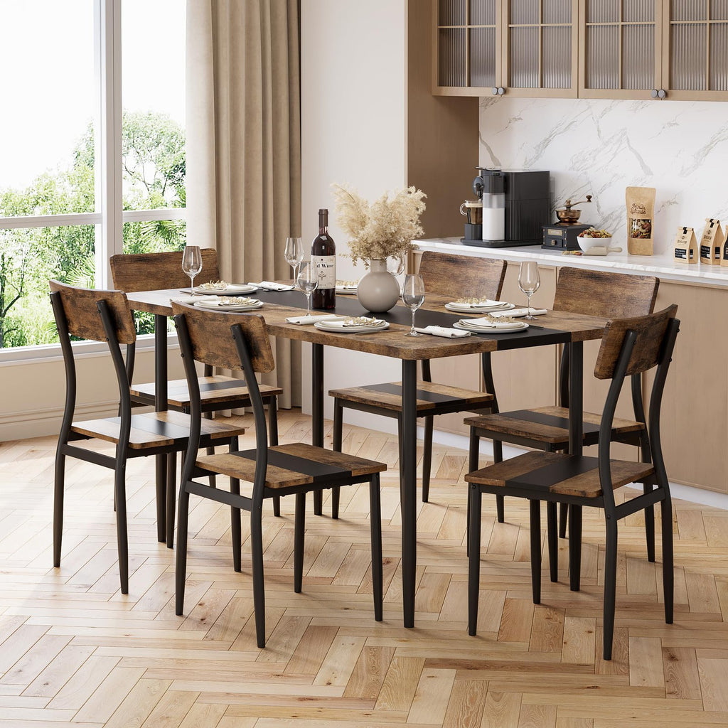 6pcs dining table set 6 seater mdf kitchen table 6 chairs - Temu