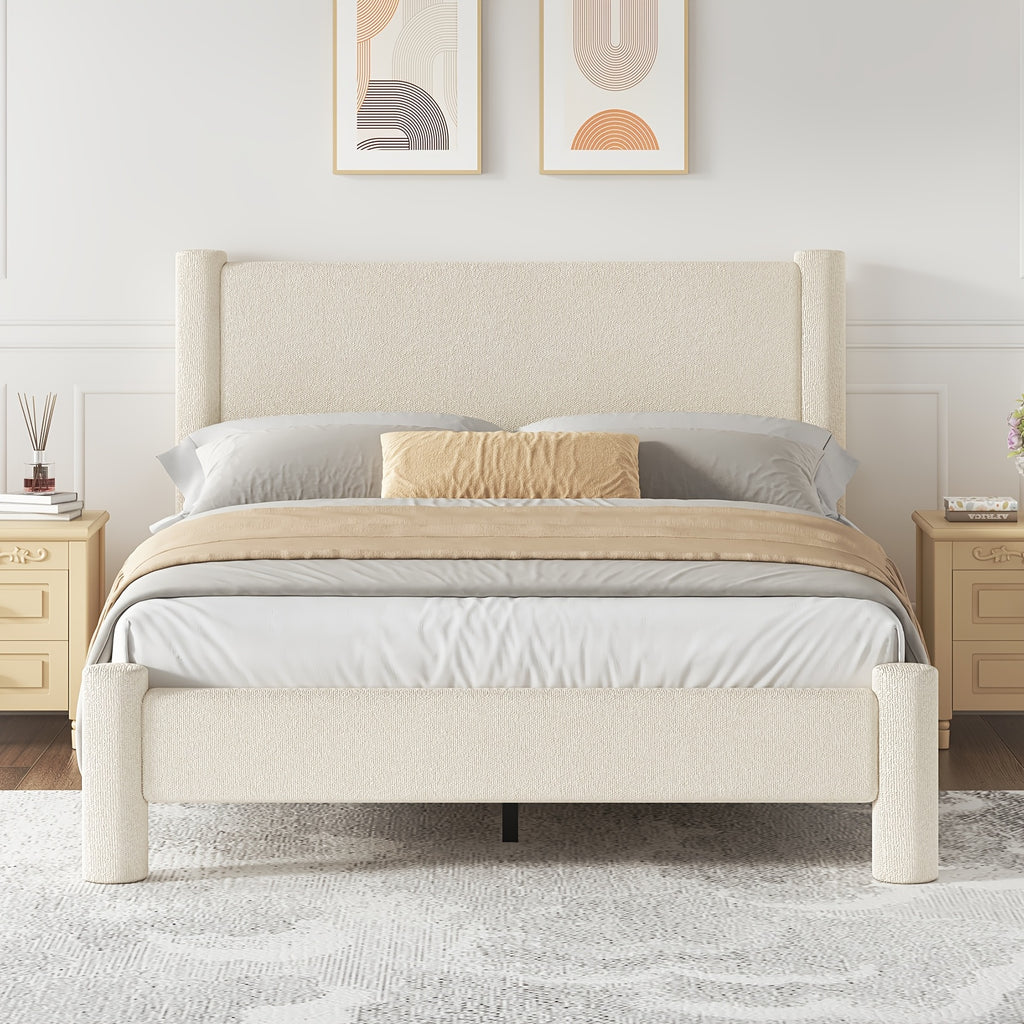 soft boucle upholstered bed frame headboard twin full queen - Temu