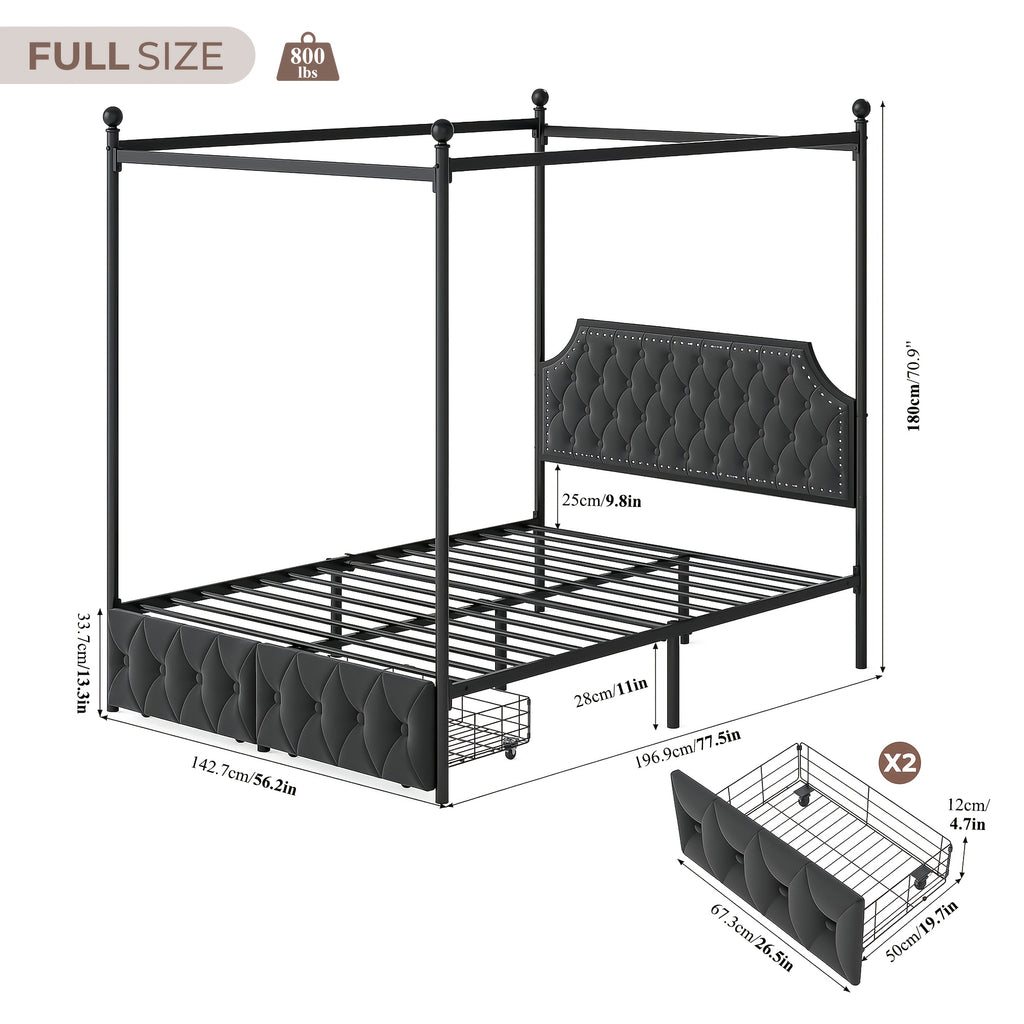 queen size canopy bed frame storage drawers upholstered - Temu