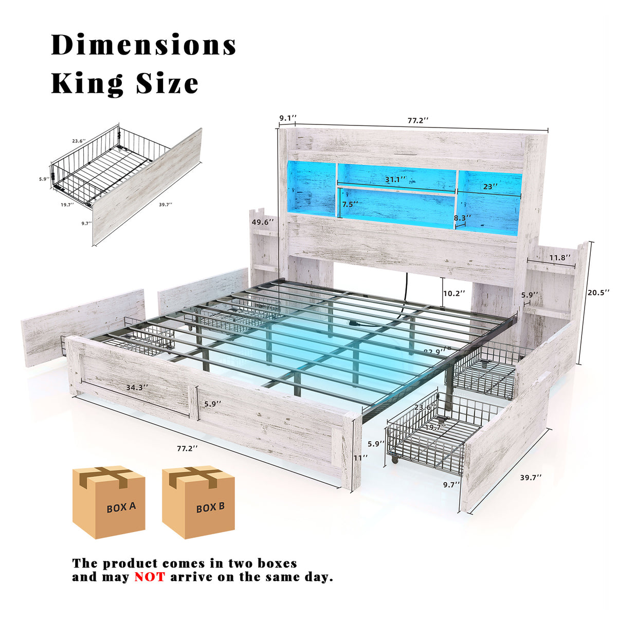 bed frame 49 6 inch bookcase headboard 4 drawers 2 - Temu