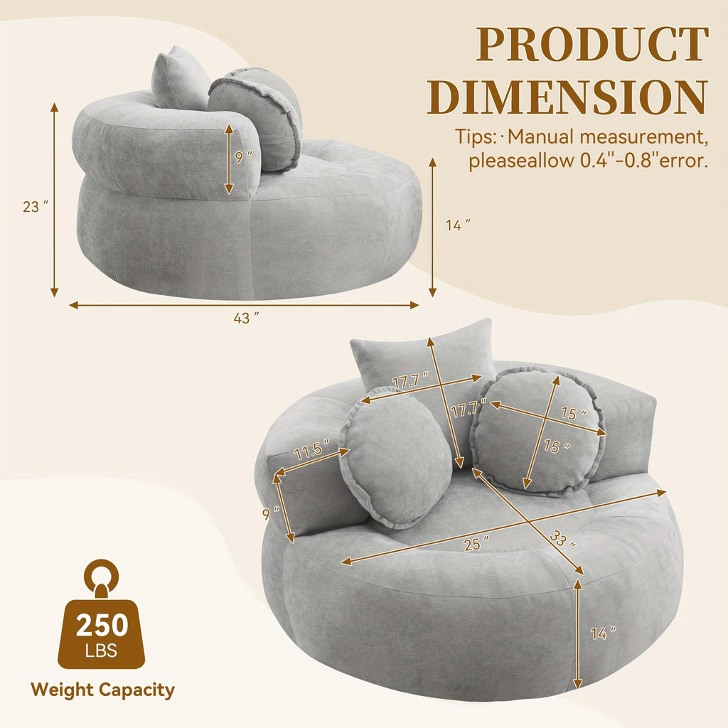 round oversized chair floor sofa chair chenille compressed - Temu