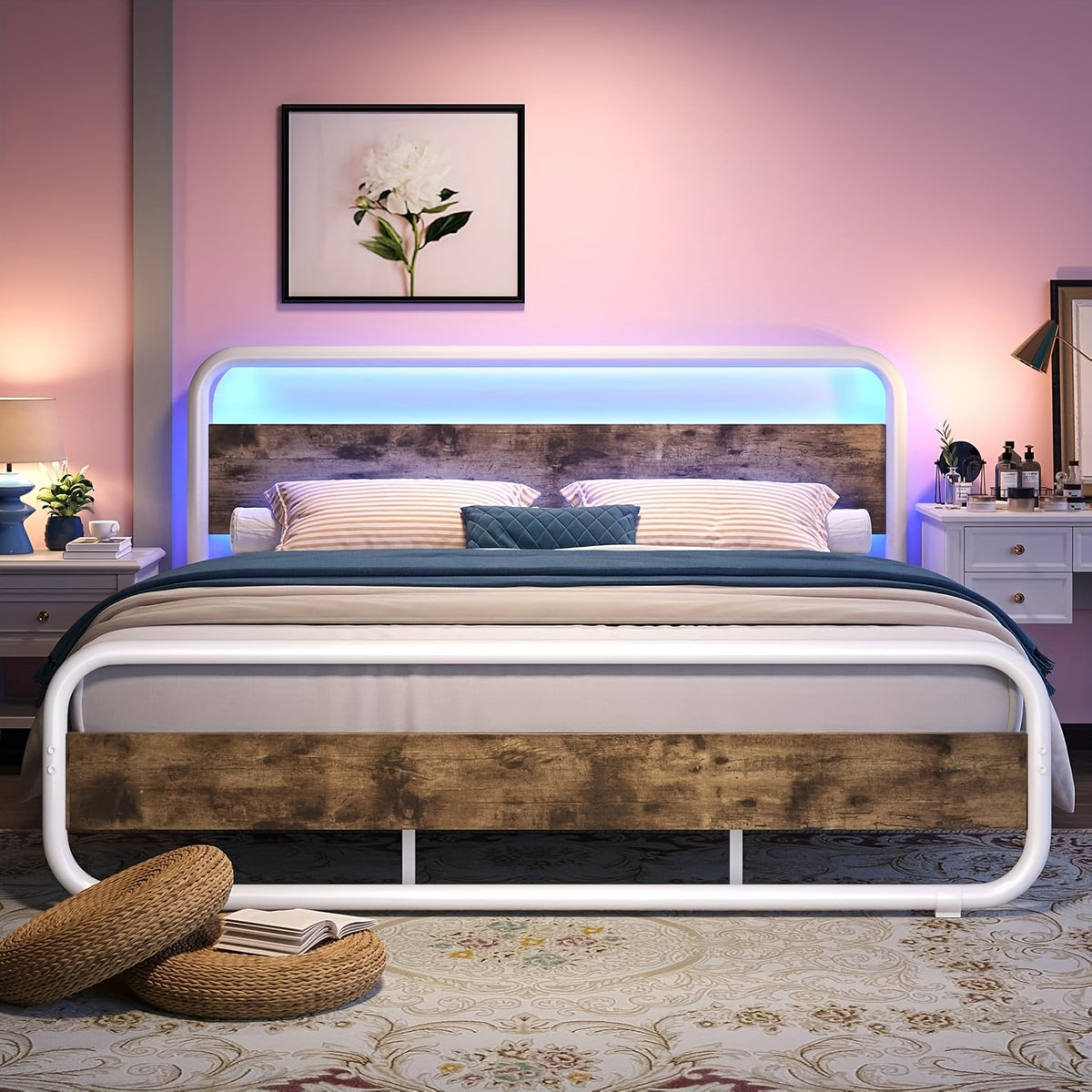 twin full queen king size   grey white bed frame - Temu