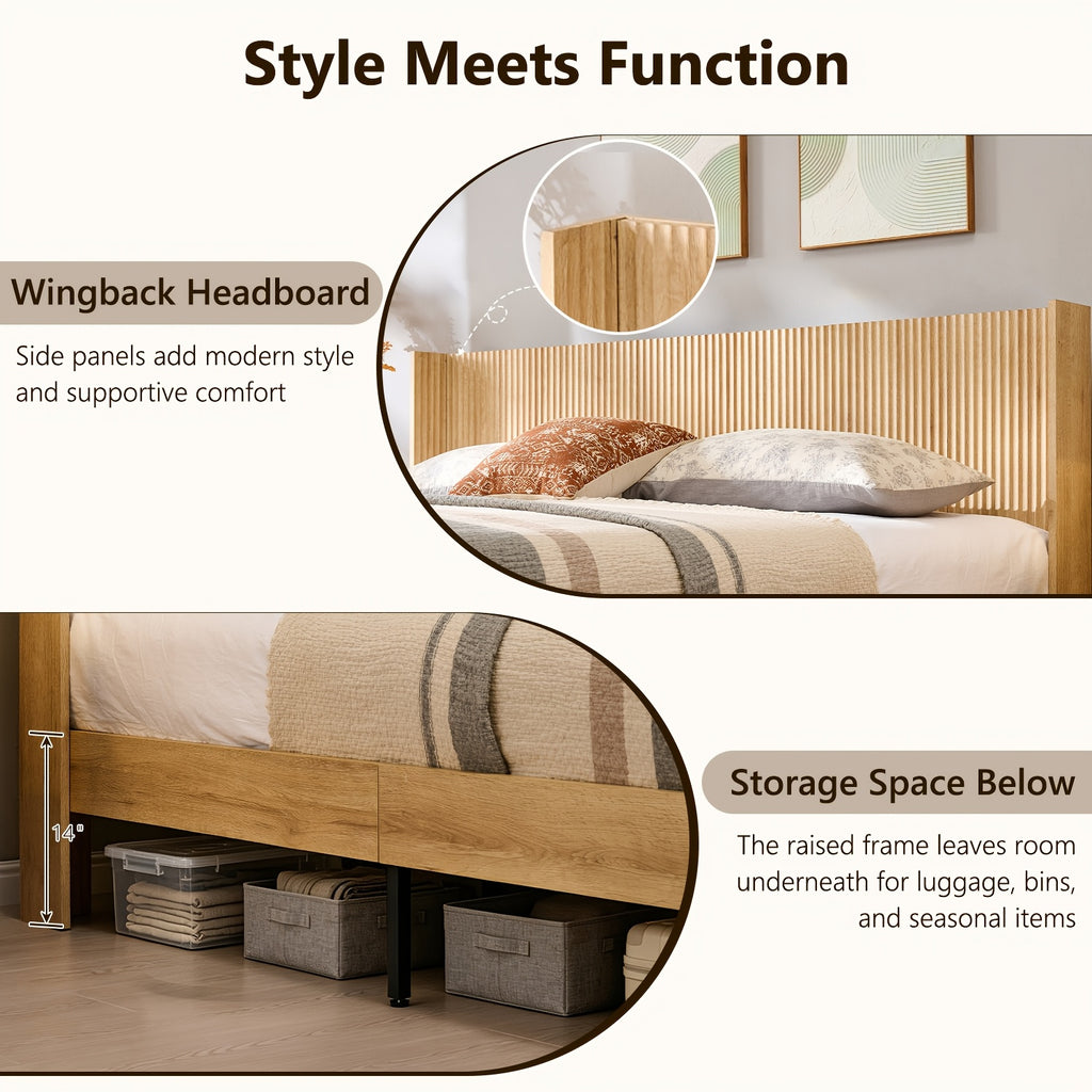 space saving upholstered platform bed in king queen sizes - Temu